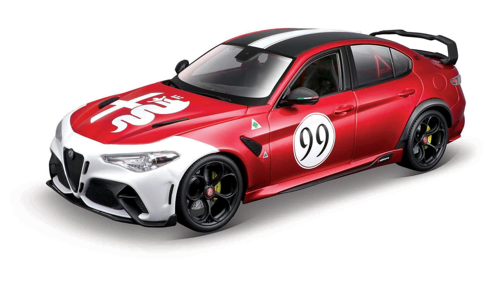 Bburago Alfa Romeo Giulia GTAm, červeno-bílá metalíza, 1:18
