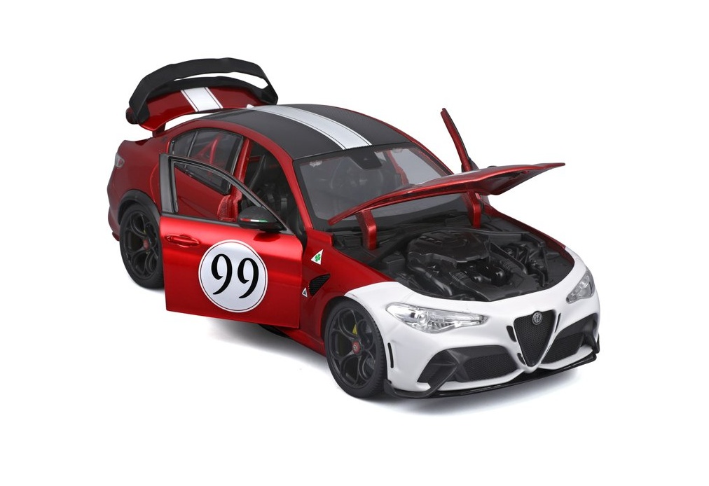 Bburago Alfa Romeo Giulia GTAm, červeno-bílá metalíza, 1:18