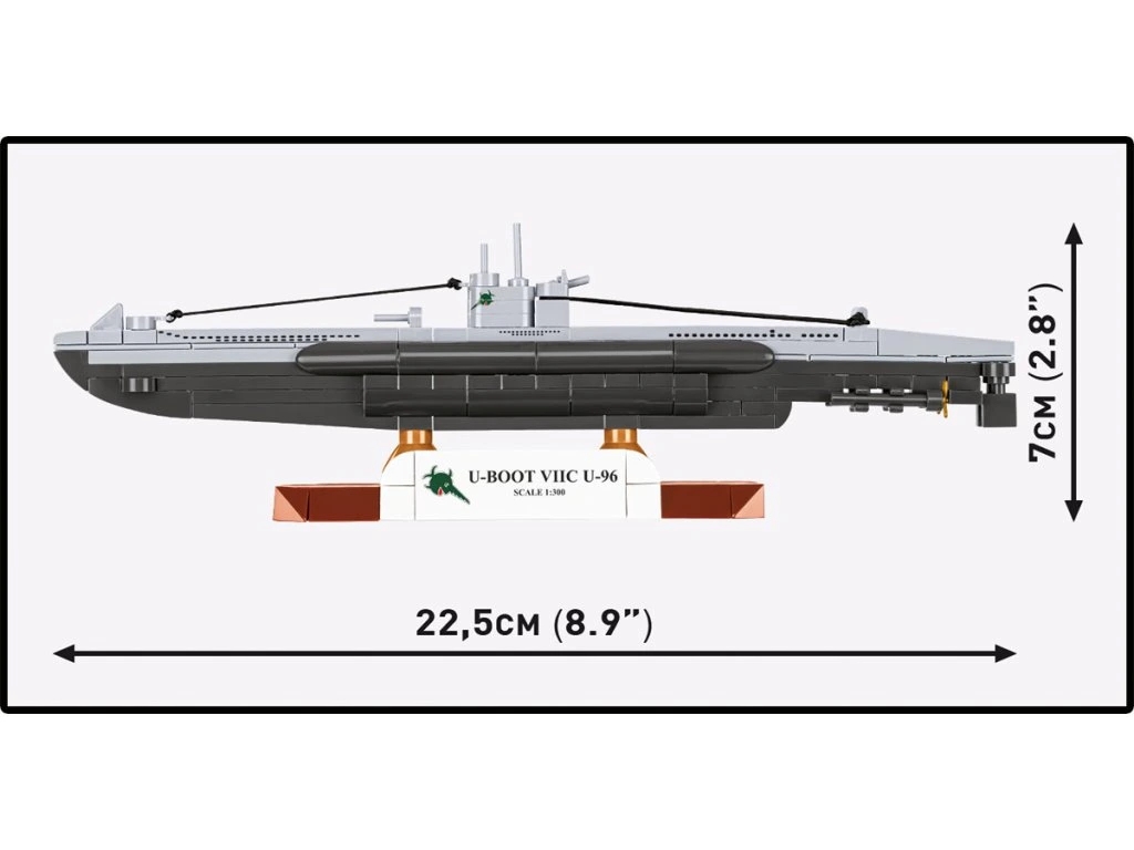 Cobi 4857 II WW Německá ponorka U-Boot VIIC U-96, 1:300, 162 k