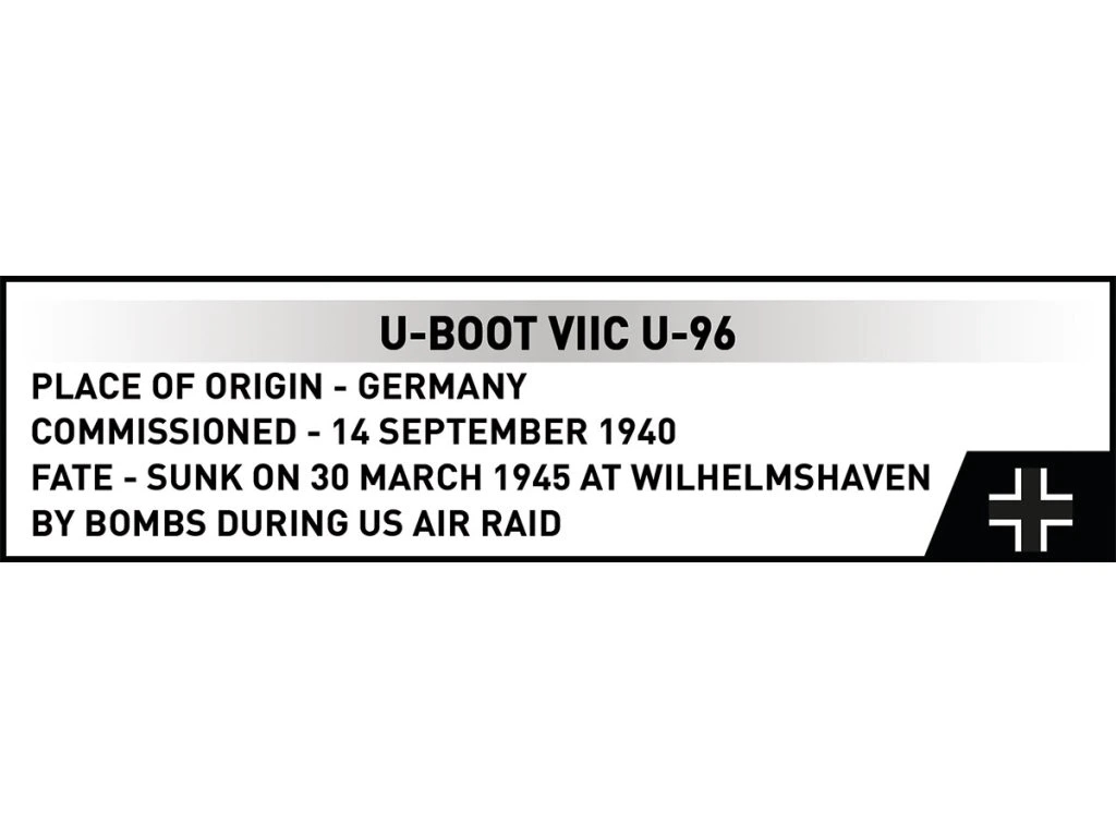 Cobi 4857 II WW Německá ponorka U-Boot VIIC U-96, 1:300, 162 k