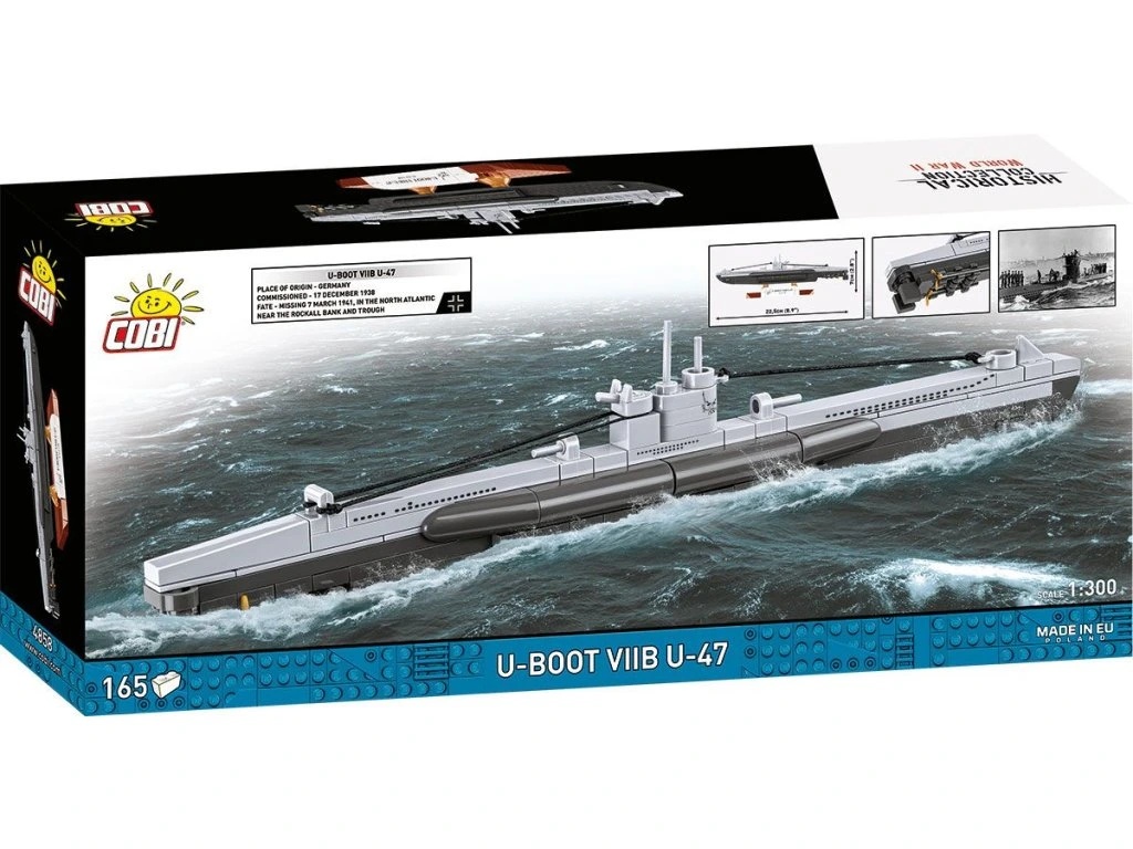 Cobi 4858 II WW Německá ponorka U-Boot VIIB U-47, 1:300, 165 kostek