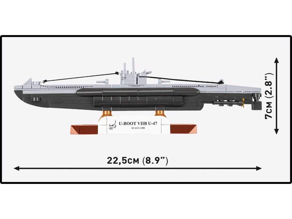 Cobi 4858 II WW Německá ponorka U-Boot VIIB U-47, 1:300, 165 kostek