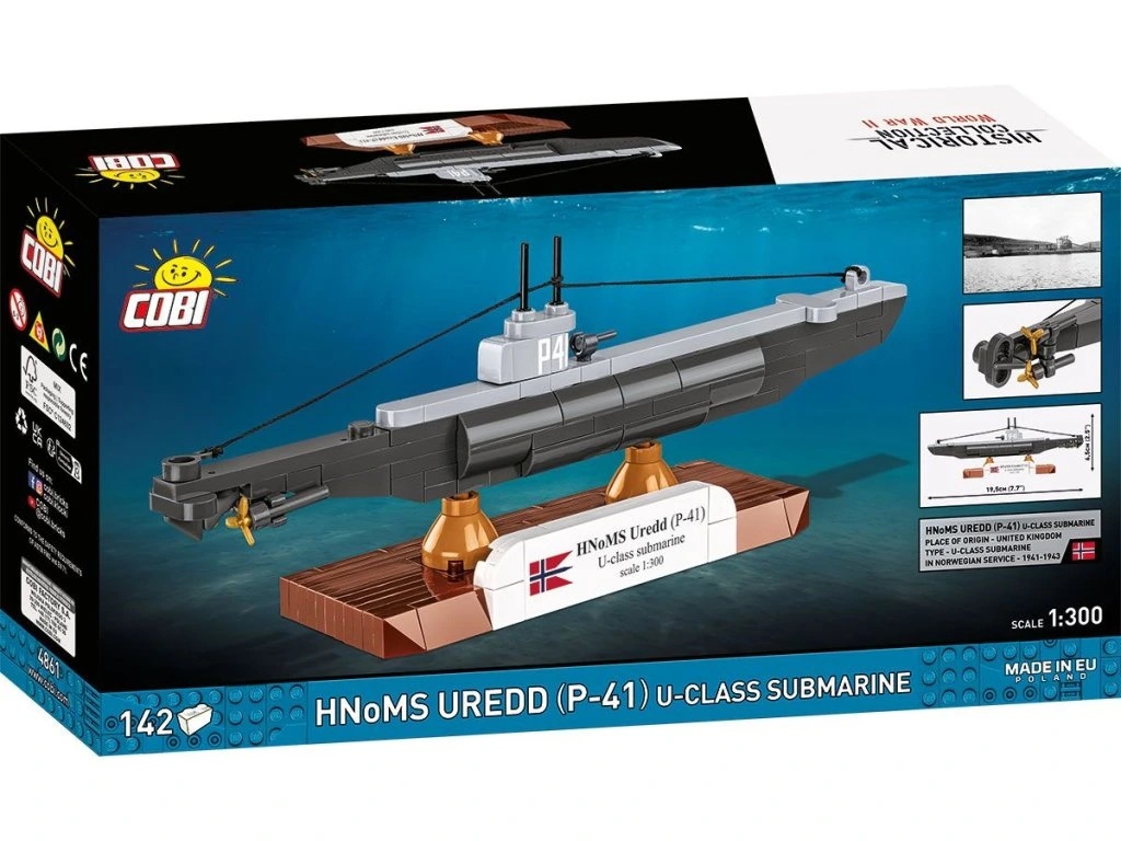 Cobi 4861 II WW HNoMS Uredd (P-41) U-class ponorka 1:300, 142 kostek