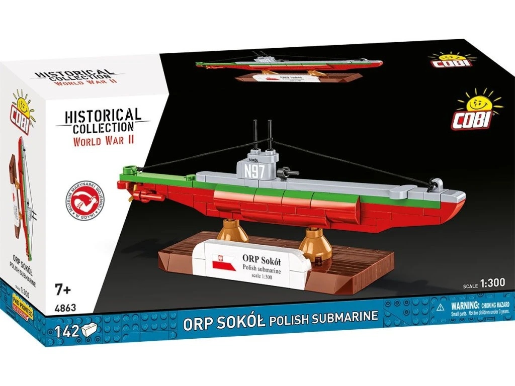 Cobi 4863 II WW ORP SOKOL polská ponorka, 1:300, 142 kostek