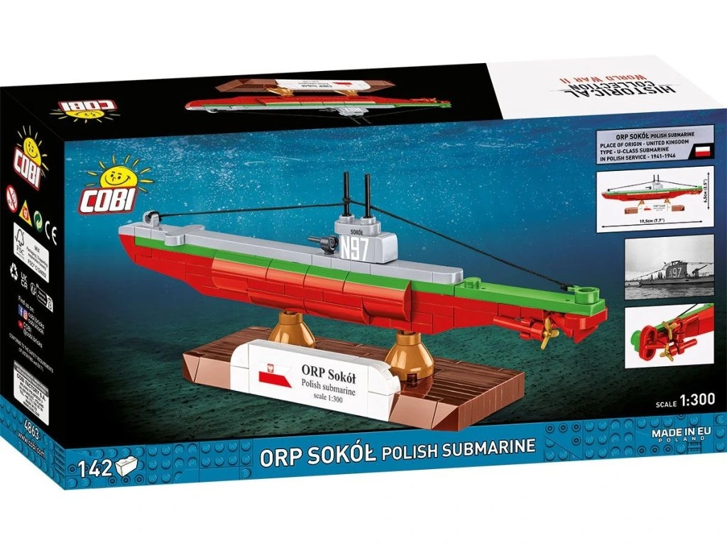 Cobi 4863 II WW ORP SOKOL polská ponorka, 1:300, 142 kostek