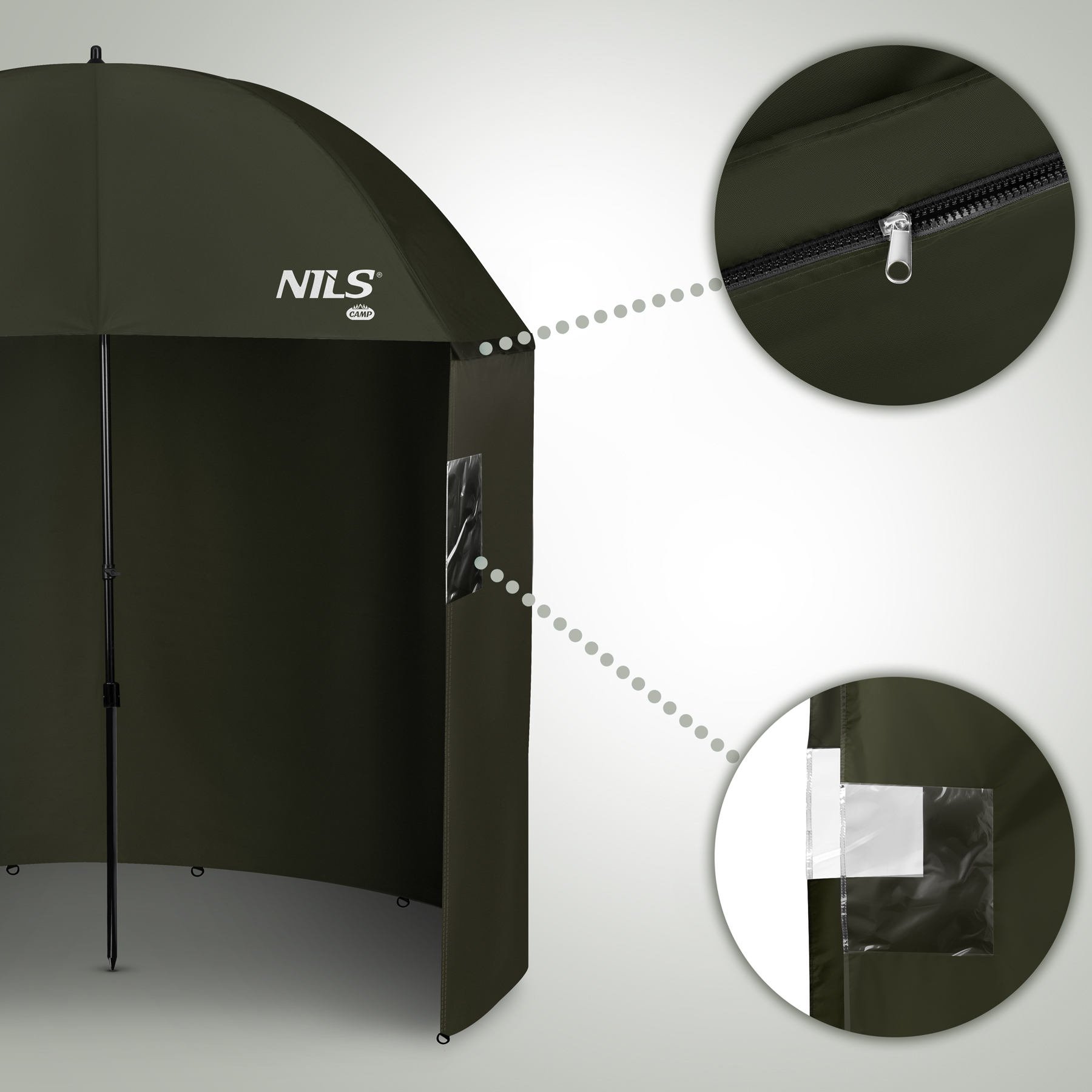 Rybářský deštník NILS Camp NC4702 s bočnicí, výška 220 cm