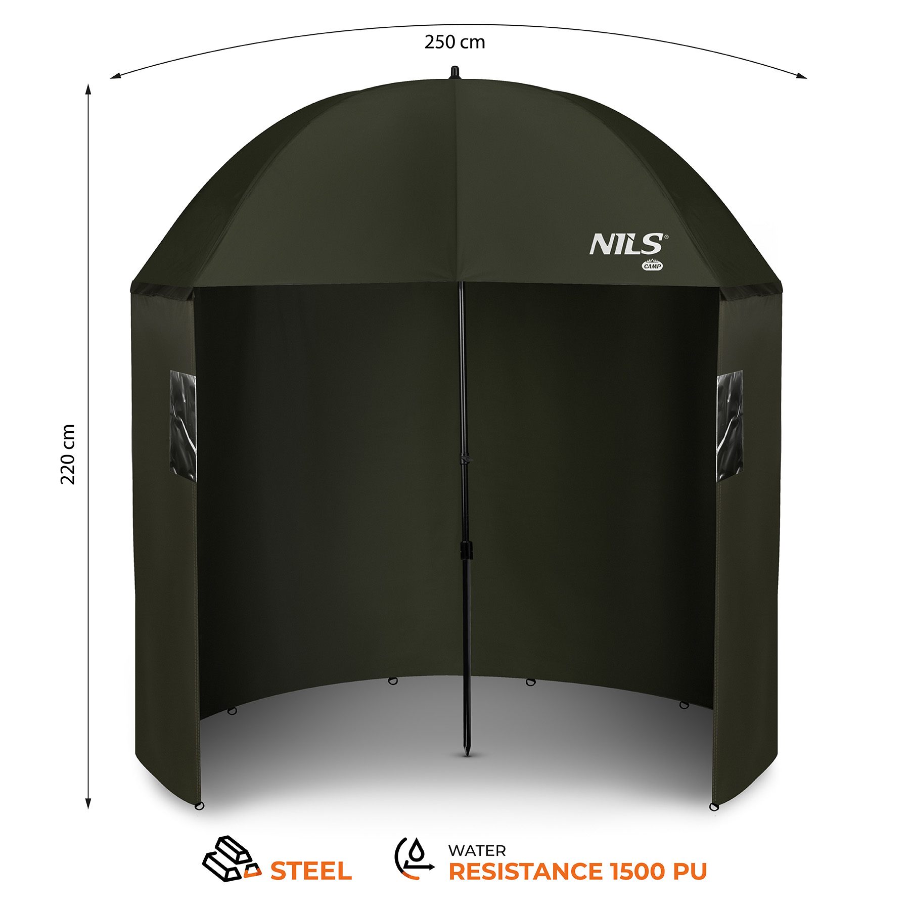 Rybářský deštník NILS Camp NC4702 s bočnicí, výška 220 cm