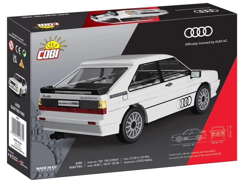 Cobi 24665 Audi Quattro 1980, bílé, 1:35, 79 kostek