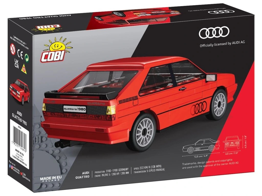 Cobi 24664 Audi Quattro 1980, červené, 1:35, 79 kostek
