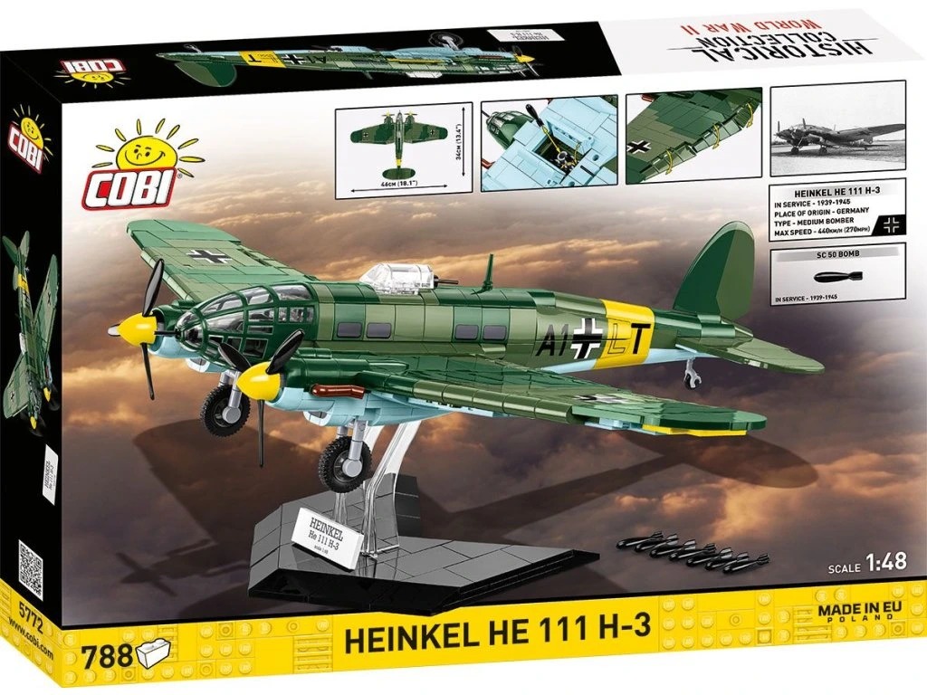Cobi 5772 II WW HEINKEL He 111 H-3, 1:48, 788 kostek