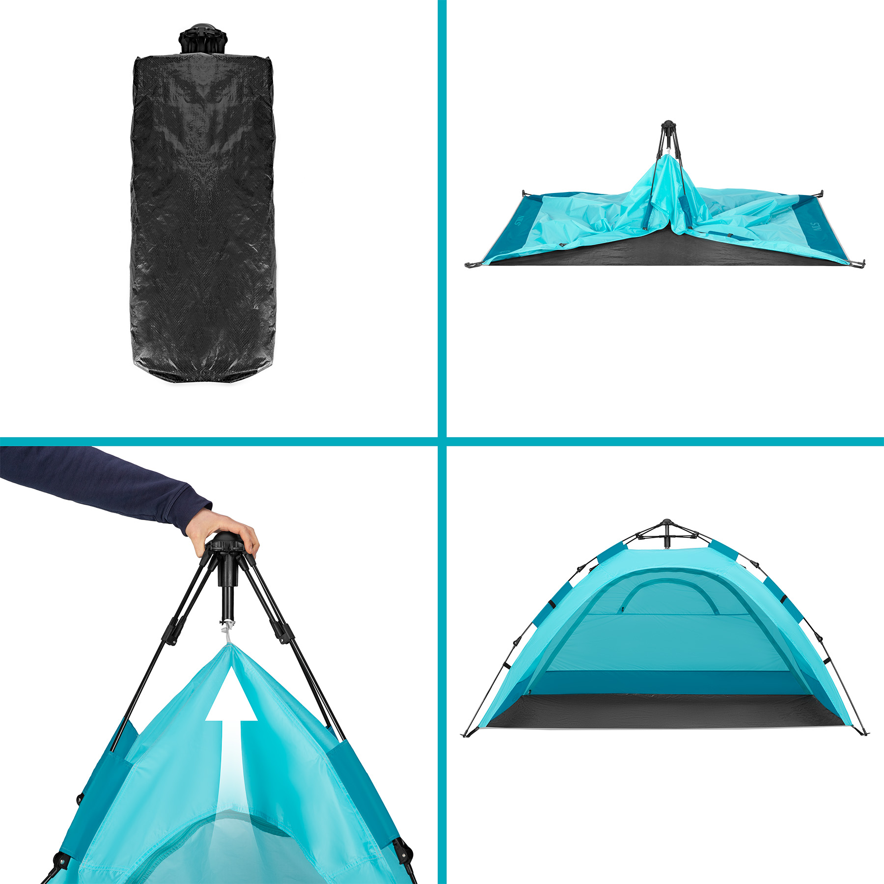 Pop-up plážový stan NILS NC4802, modrý