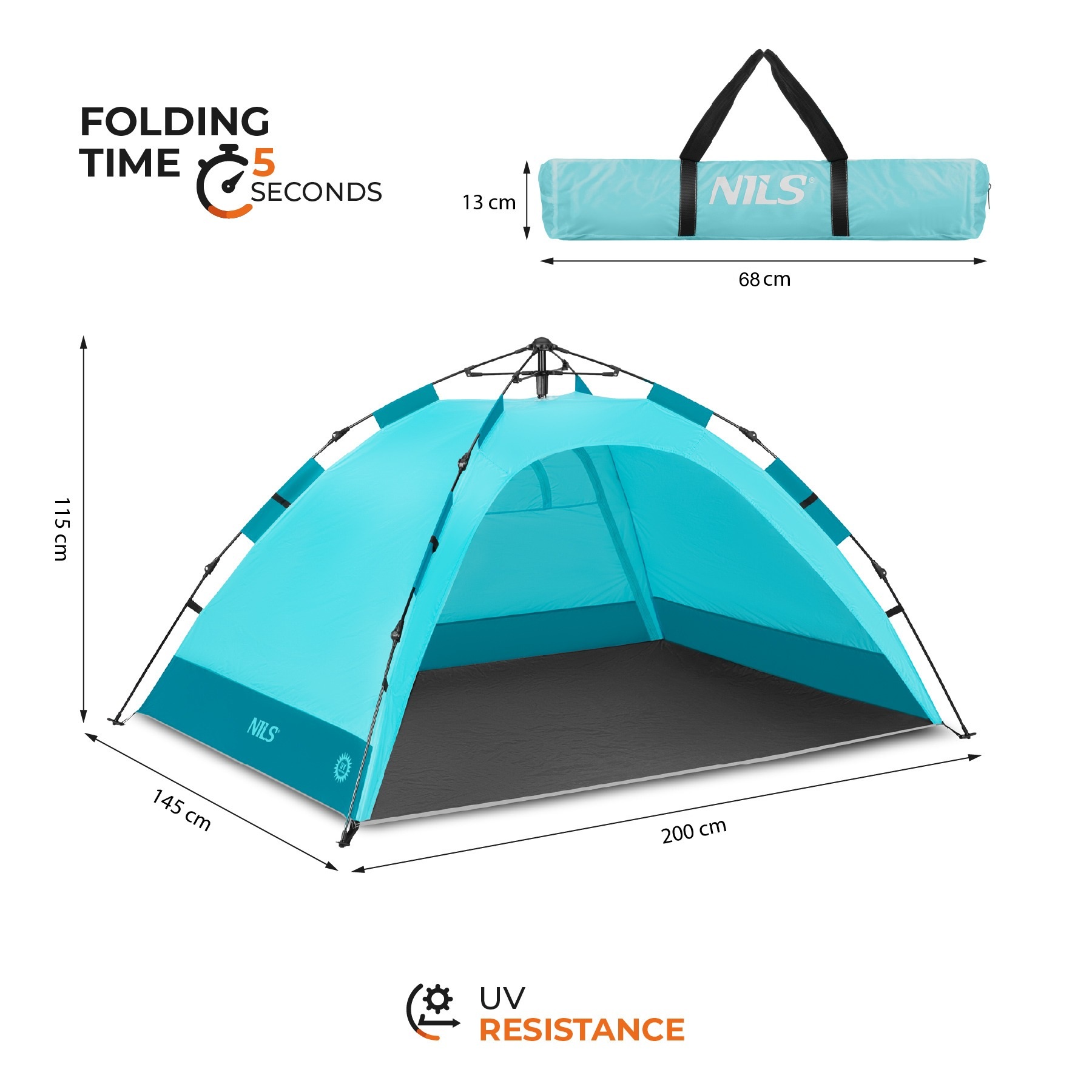 Pop-up plážový stan NILS NC4802, modrý