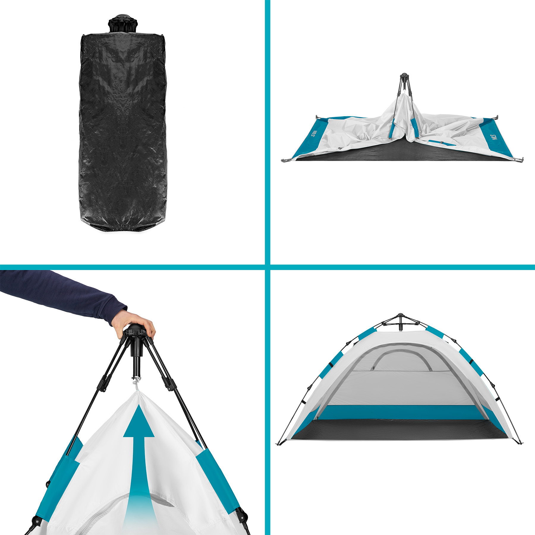 Pop-up plážový stan NILS NC4802, šedý