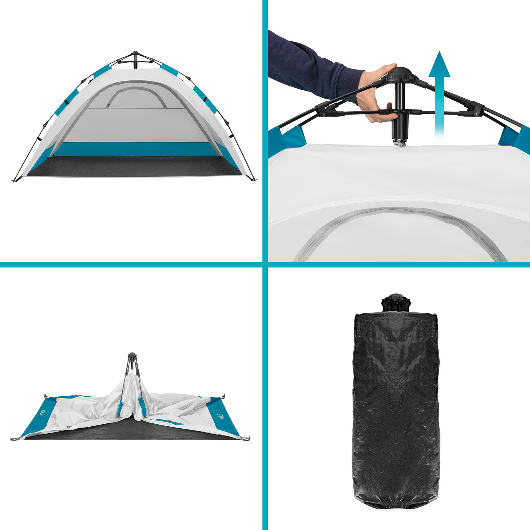 Pop-up plážový stan NILS NC4802, šedý