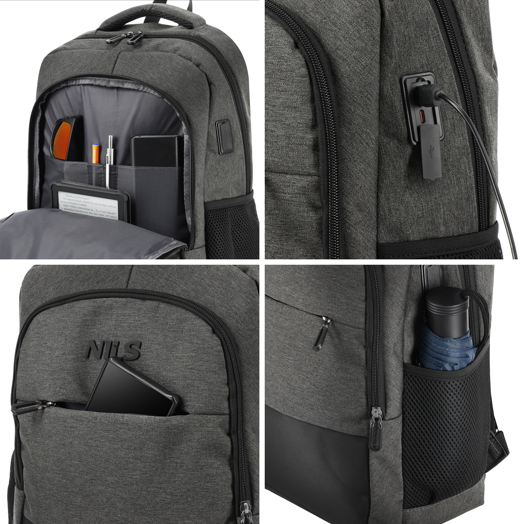 Městský batoh na notebook NILS NC4503, šedý, 18 litrů
