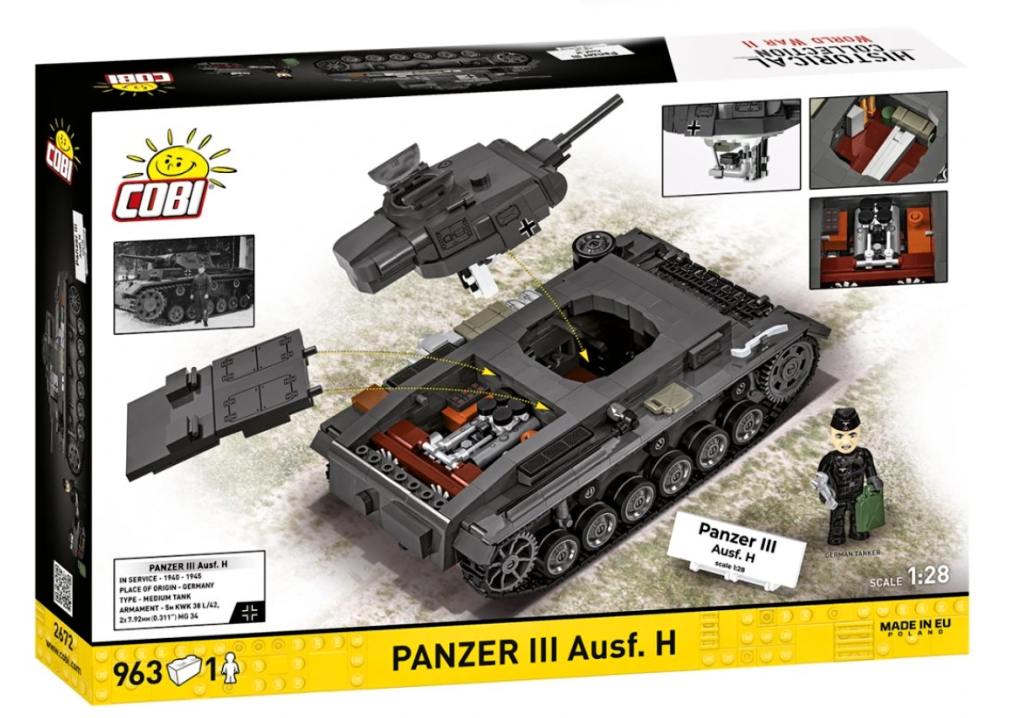 Cobi 2672 II WW Panzer III Ausf. H, 1:28, 963 kostek