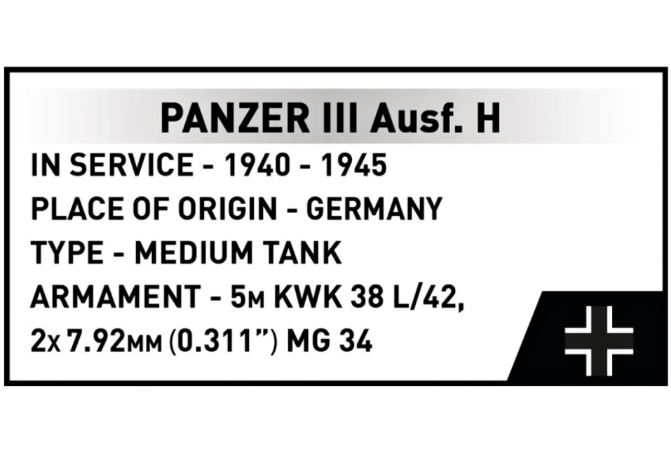 Cobi 2672 II WW Panzer III Ausf. H, 1:28, 963 kostek