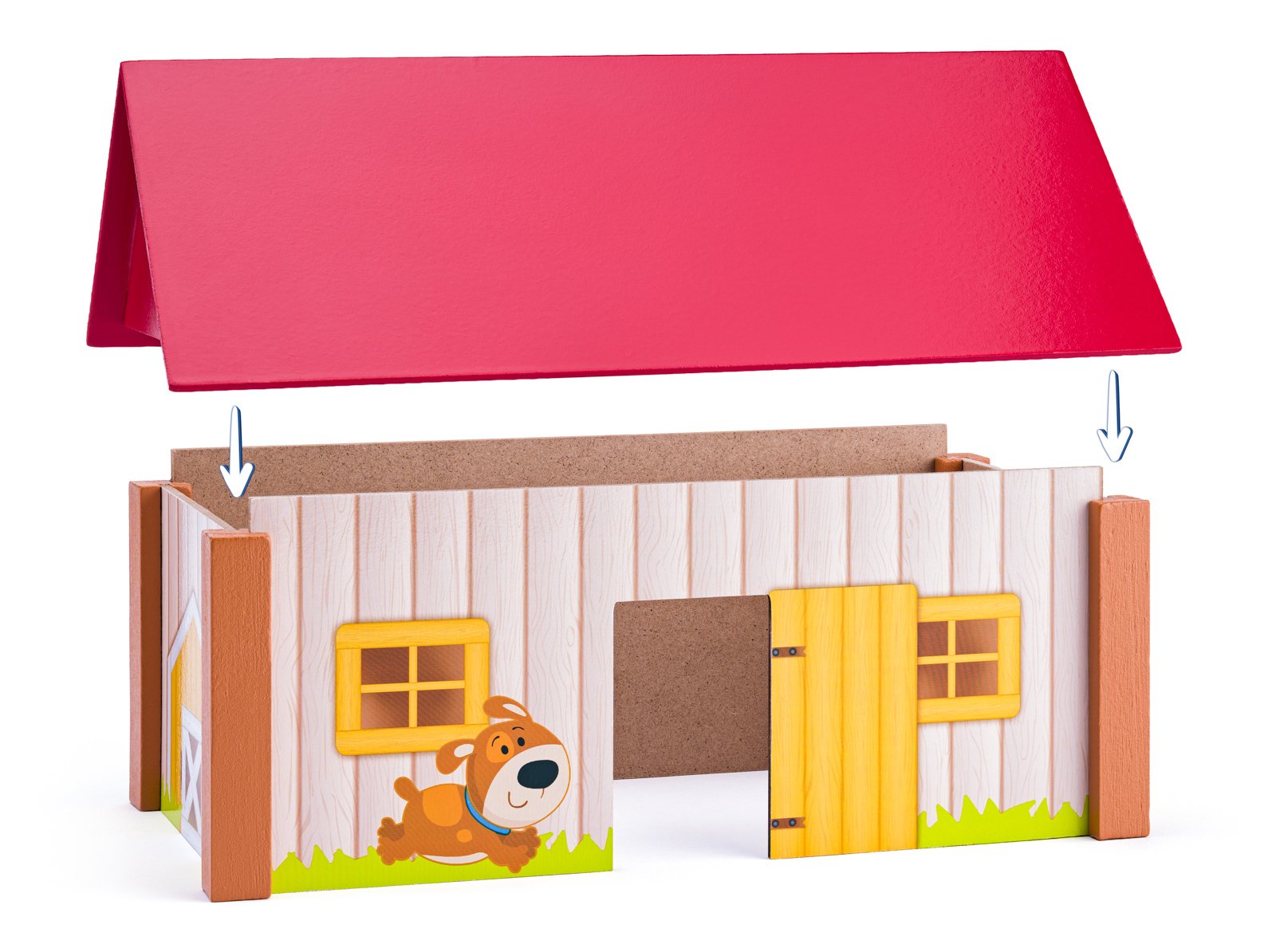 Woody Statek se třemi budovami a podložkou