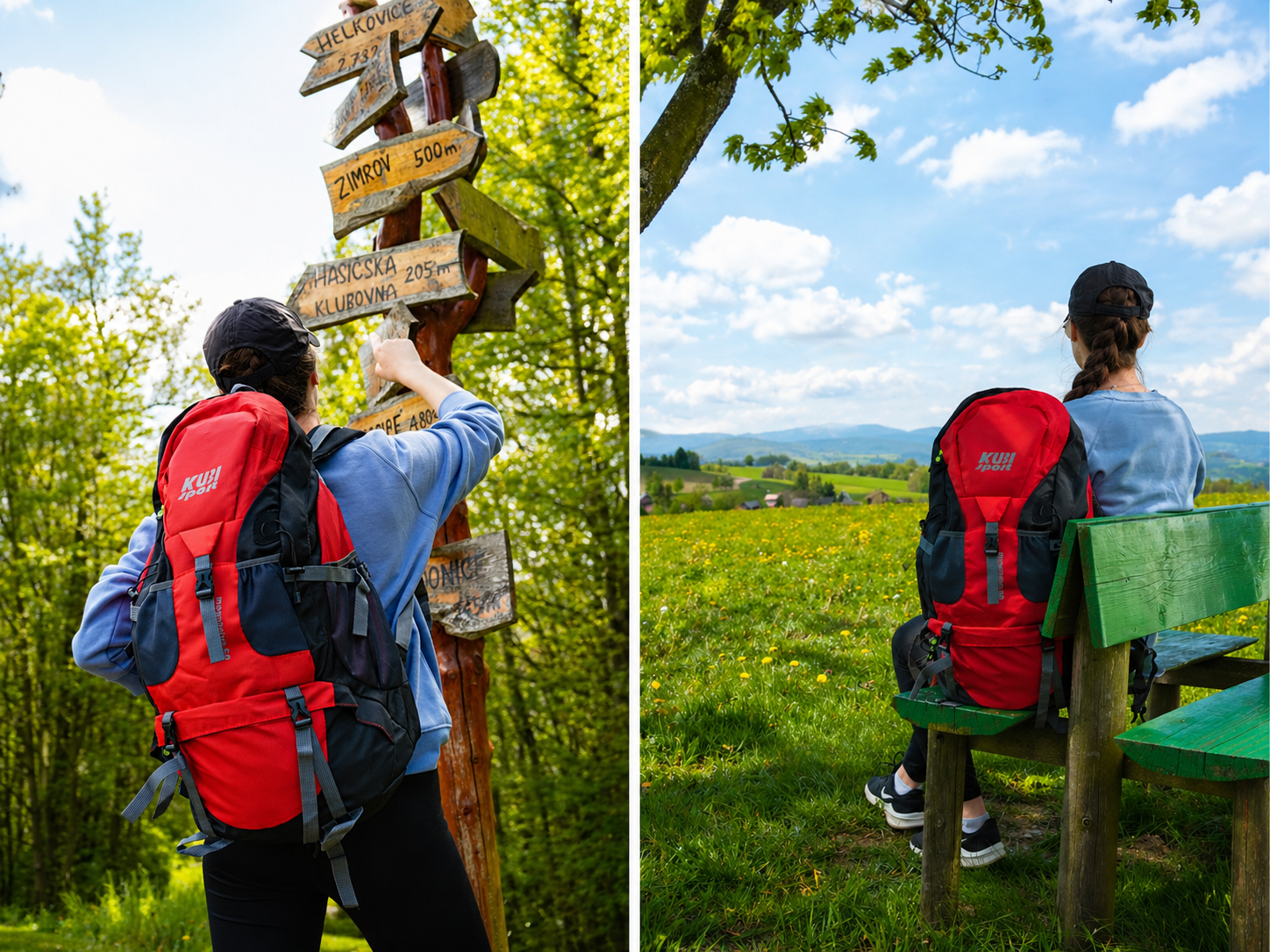 Batoh Mountains 50 L na horskou turistiku, červený