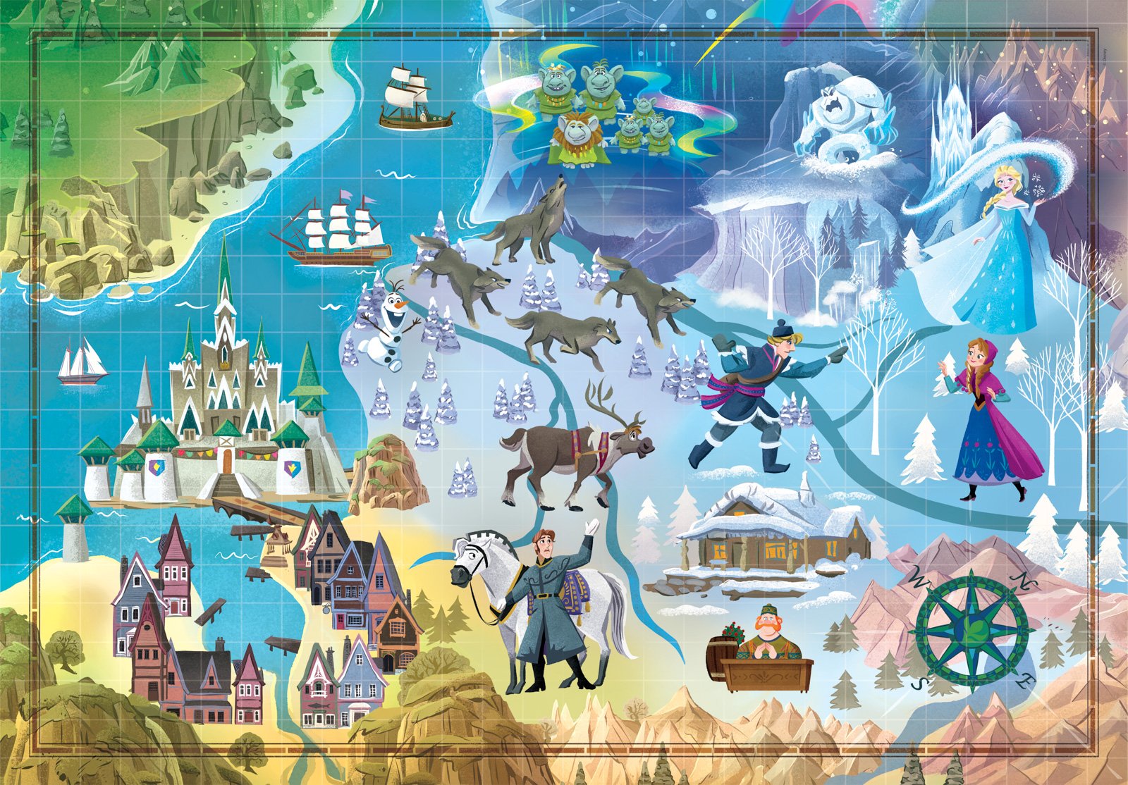 Clementoni puzzle 1000 dílků - Disney Mapa Frozen
