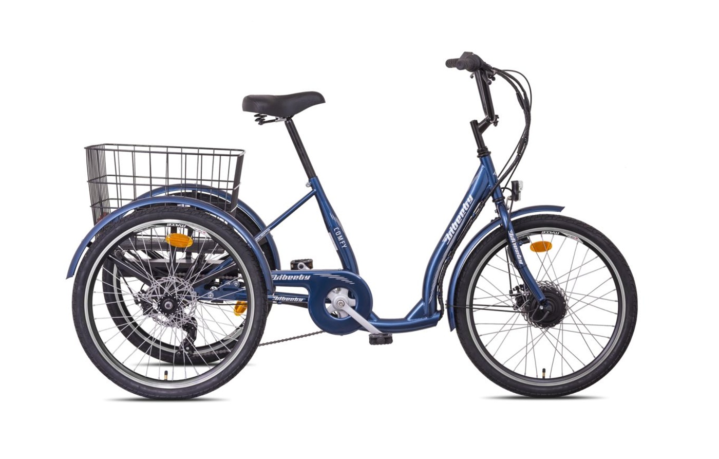LIBERTY COMFY e-trojkolka 24" 6spd Disk, barevný displej, modrá, 36V 10,4Ah