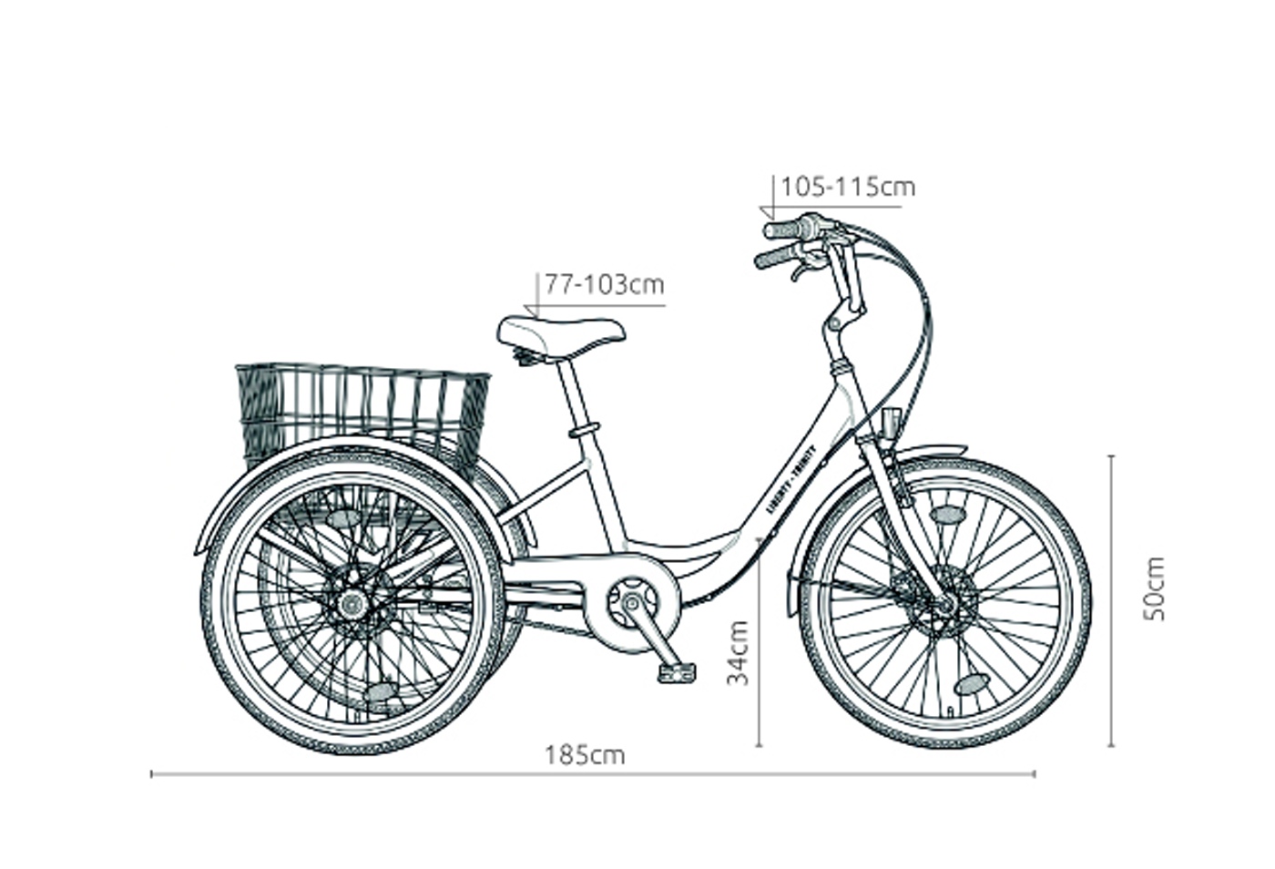 E-trojkolka LIBERTY TRINITY INDUSTRY 24" 6spd Disk, diferenciál, šedá, 36V 10,5Ah