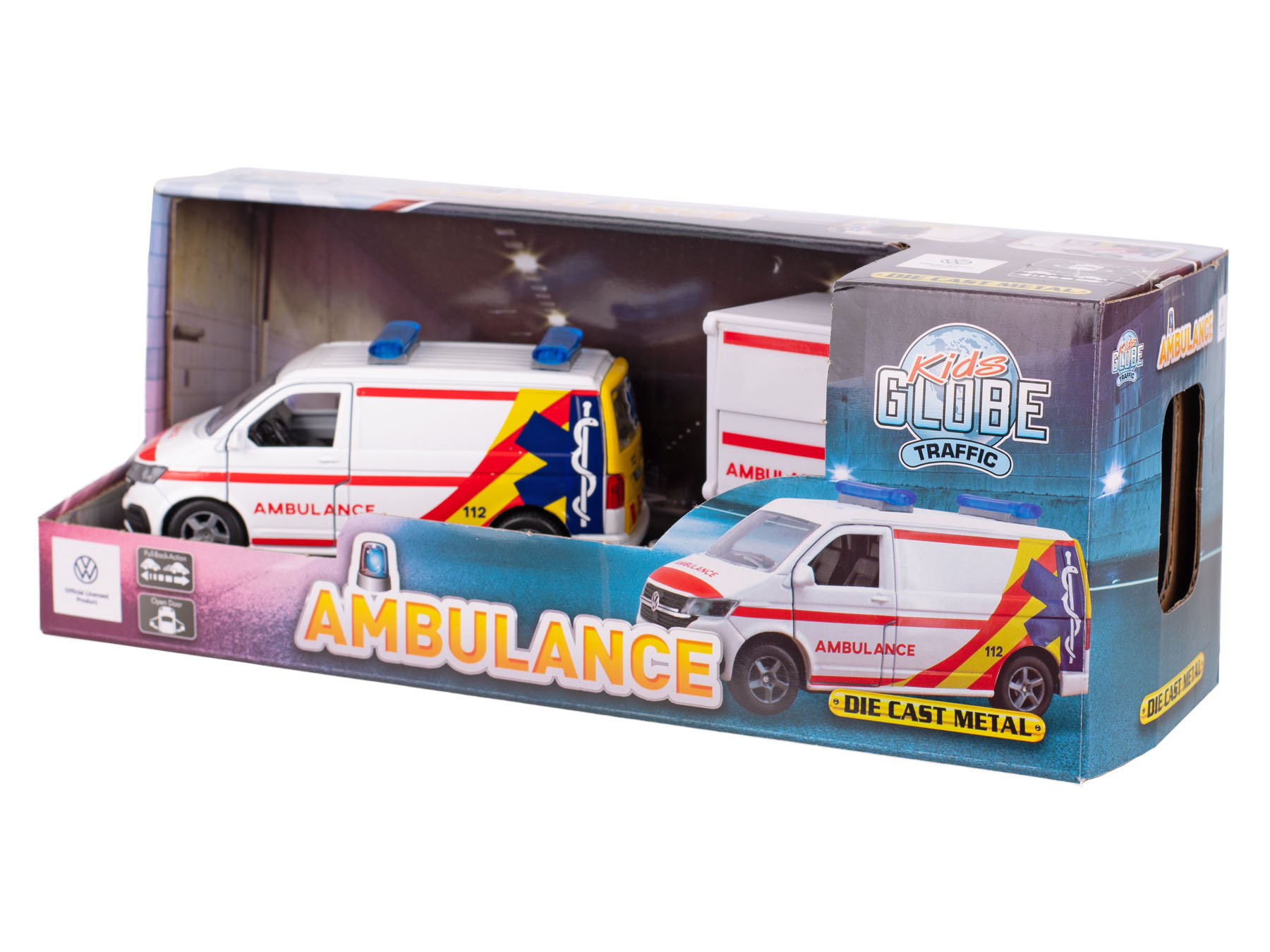 Kids Globe Traffic VW Transporter ambulance na zpětný chod, 27,5cm