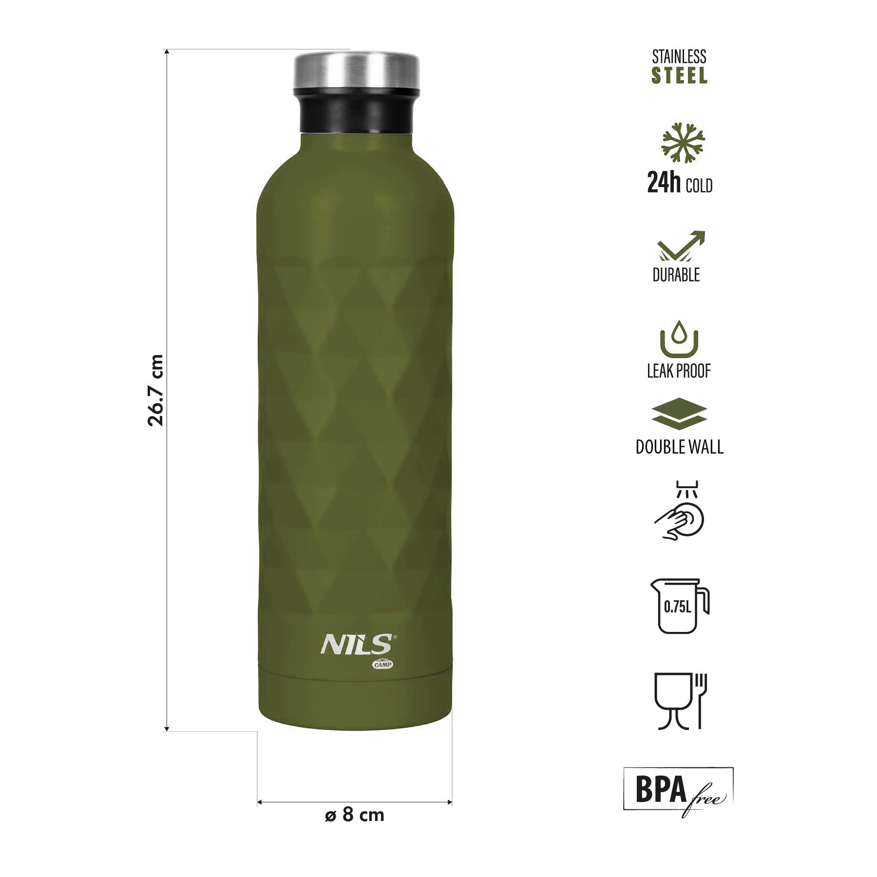 Termoláhev NILS Camp NC3805, zelená, 750 ml