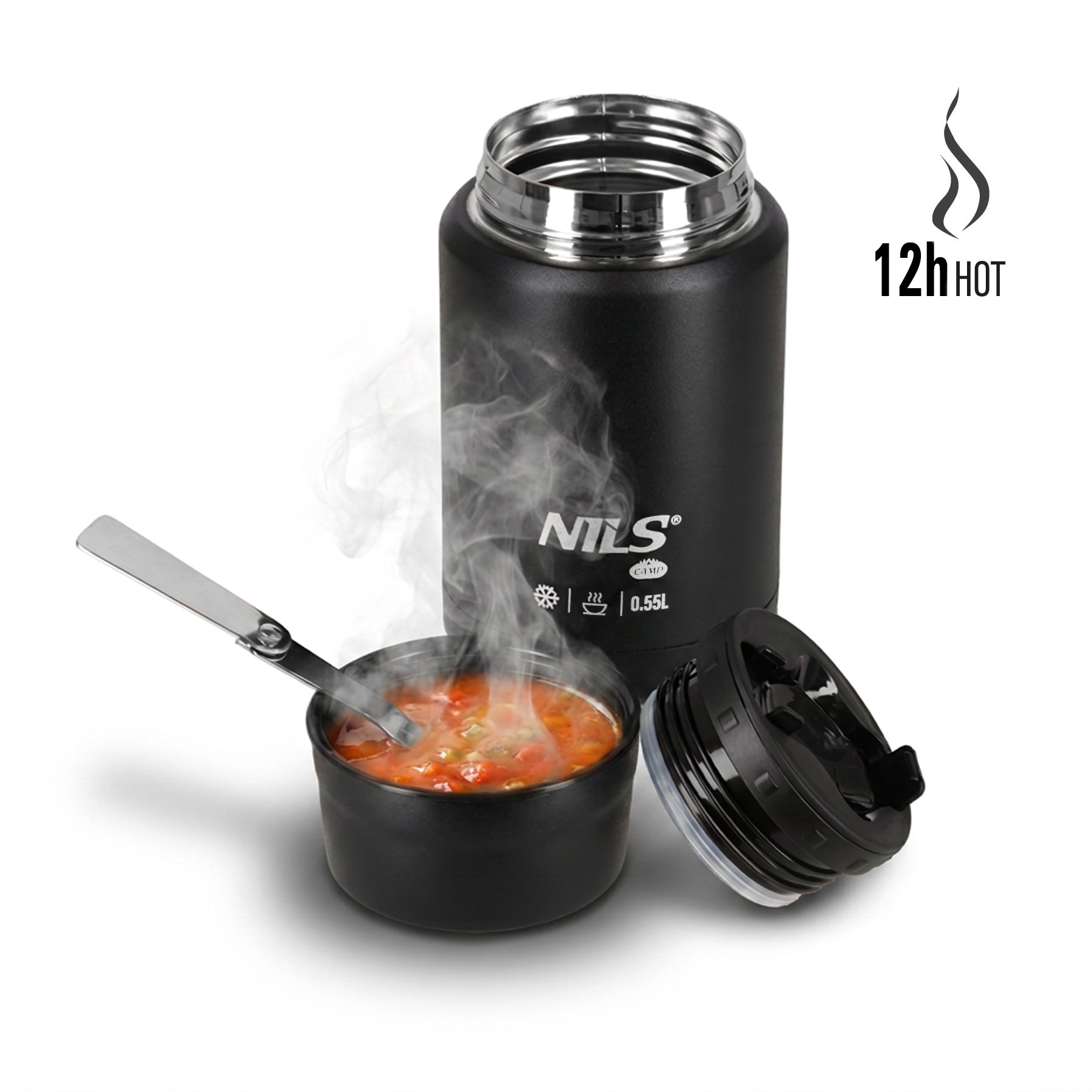 Termoska na jídlo NILS Camp NC3807, černá, 550 ml