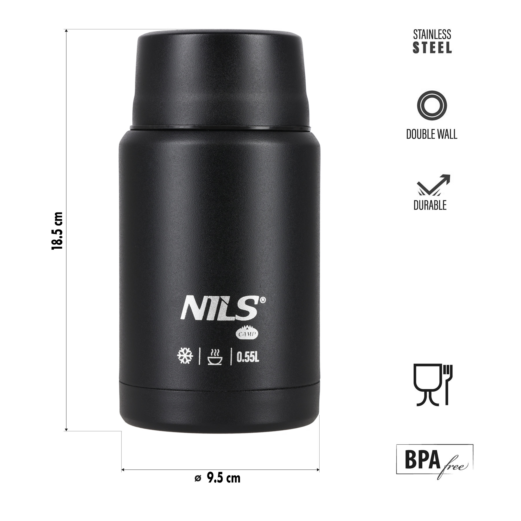 Termoska na jídlo NILS Camp NC3807, černá, 550 ml
