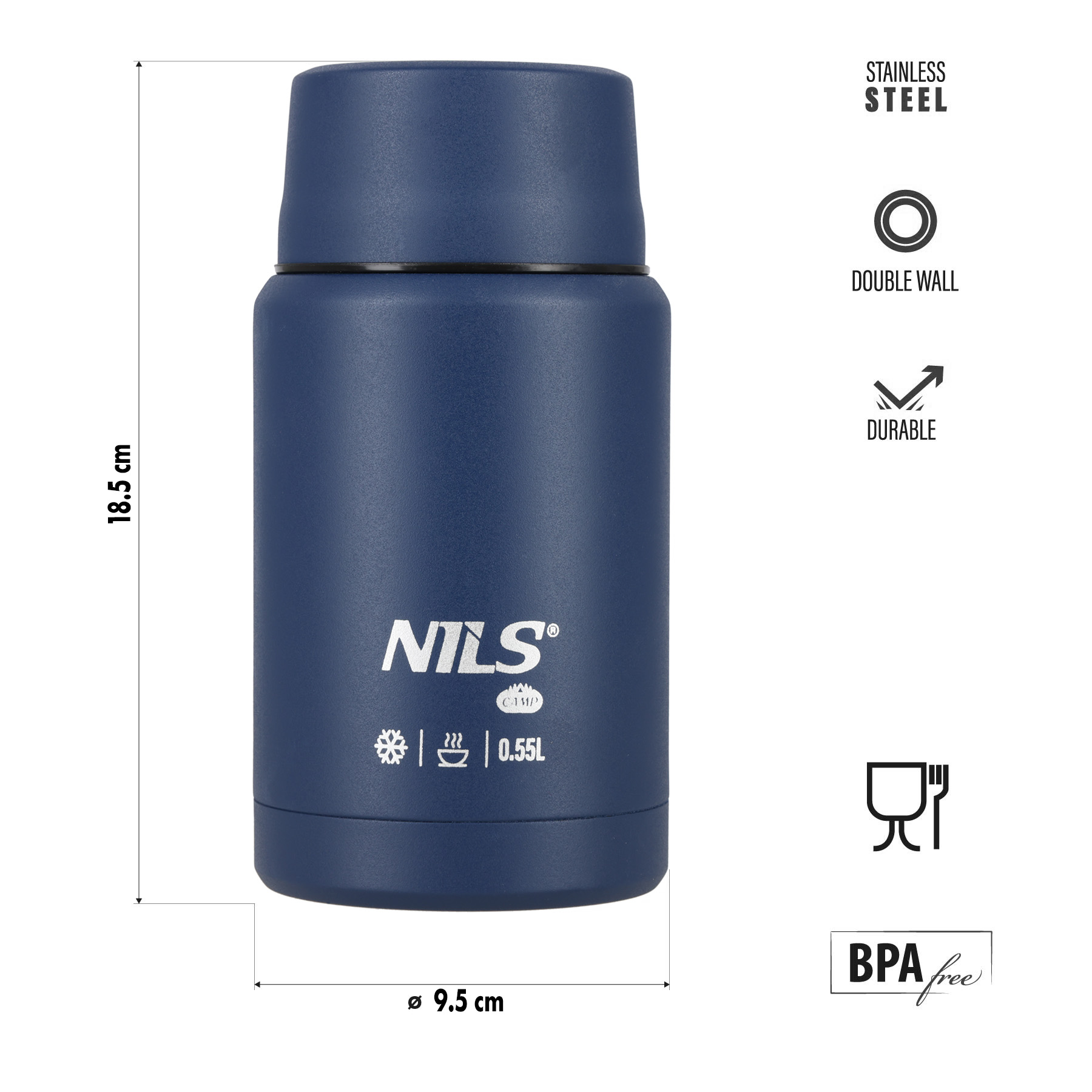 Termoska na jídlo NILS Camp NC3807, modrá, 550 ml