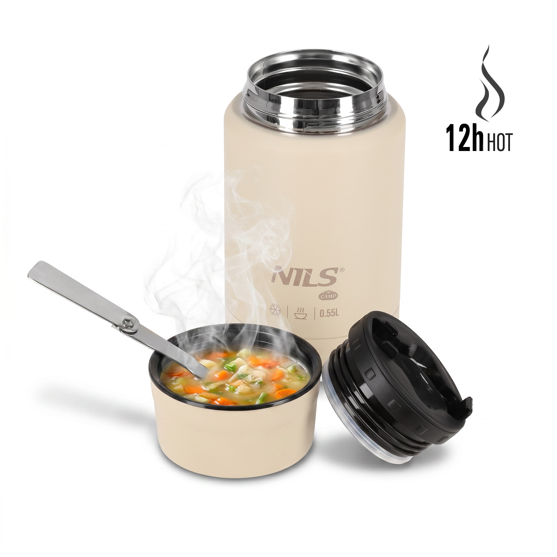 Termoska na jídlo NILS Camp NC3807, béžová, 550 ml