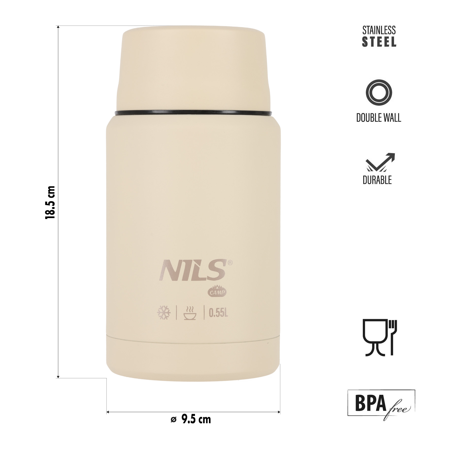 Termoska na jídlo NILS Camp NC3807, béžová, 550 ml