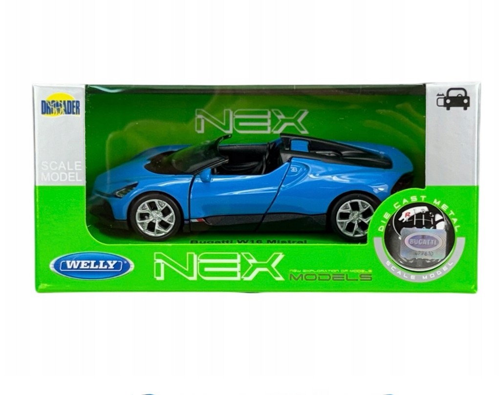 Welly Bugatti W16 Mistral modrý, 1:34-39