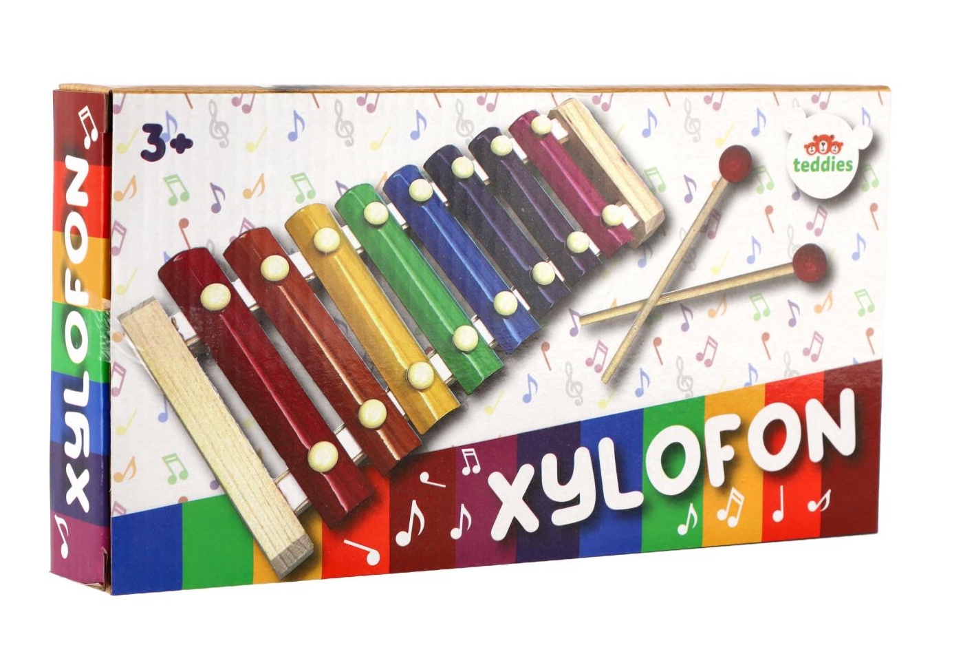Xylofon s paličkami, dřevo a kov - 24cm