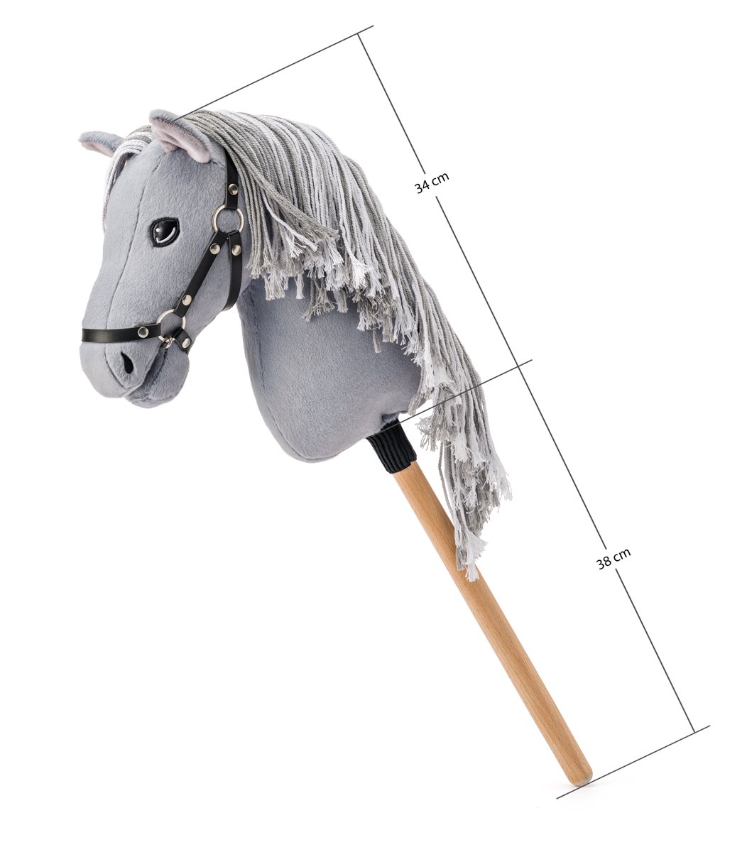 Faunica Hobby horse Apollo, šedý kůň na tyči, provázková hříva