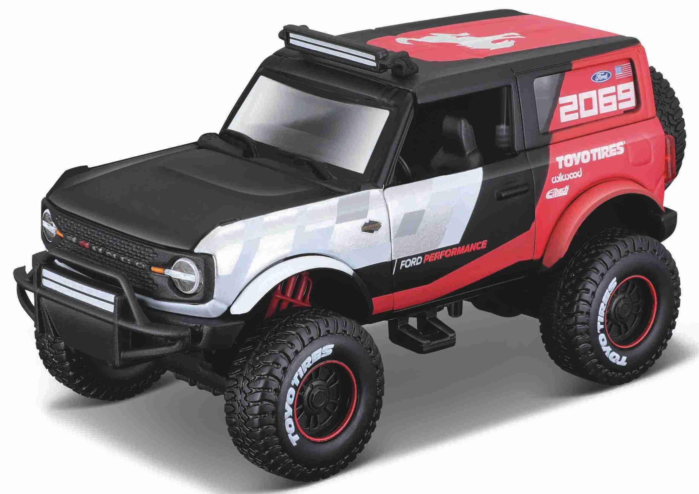 Maisto Ford Bronco 4x4 Rebels, stříbrno-červený