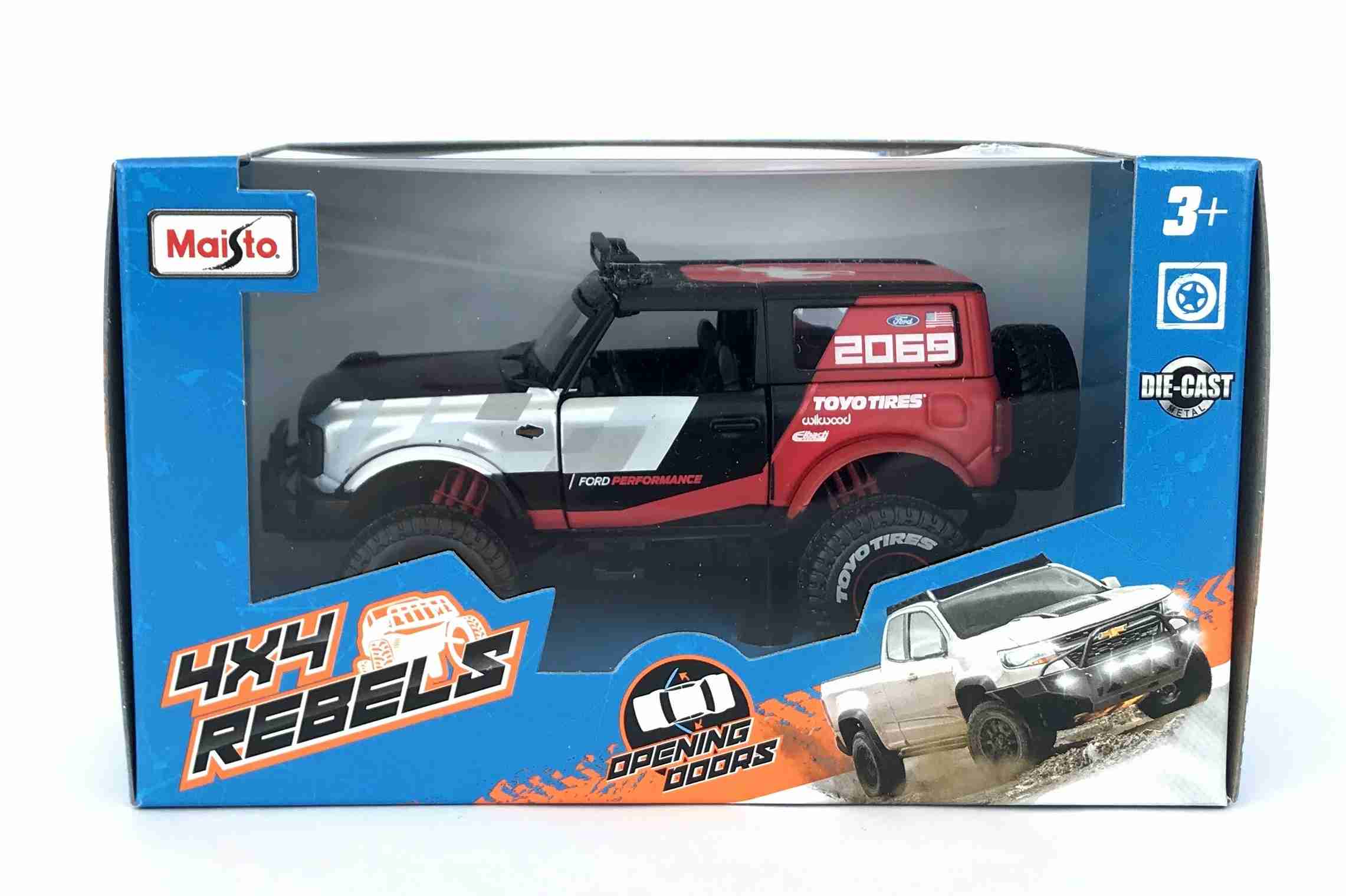 Maisto Ford Bronco 4x4 Rebels, stříbrno-červený