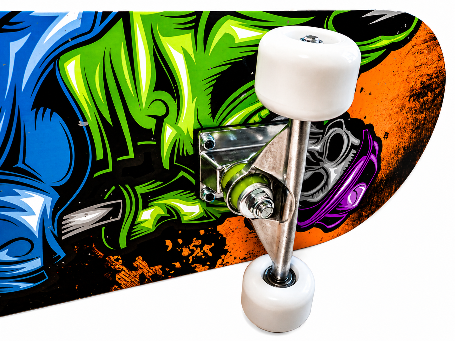 Skateboard sportovní, oranžový s potiskem, 79x20 cm