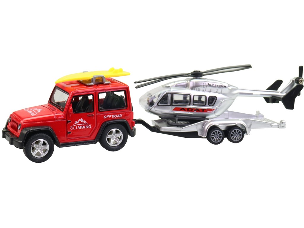 Made Terénní auto s přívěsem a vrtulníkem, 21cm
