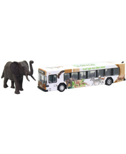 Made Bílý autobus safari se zvířátkem, 24cm