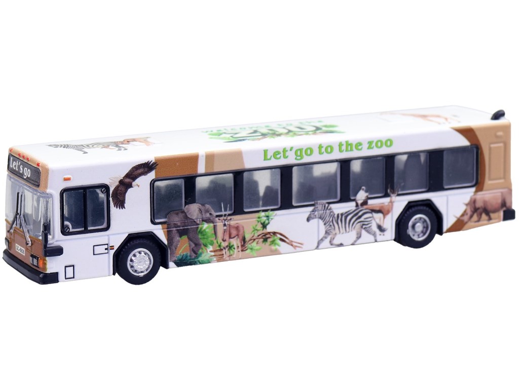 Made Bílý autobus safari se zvířátkem, 24cm