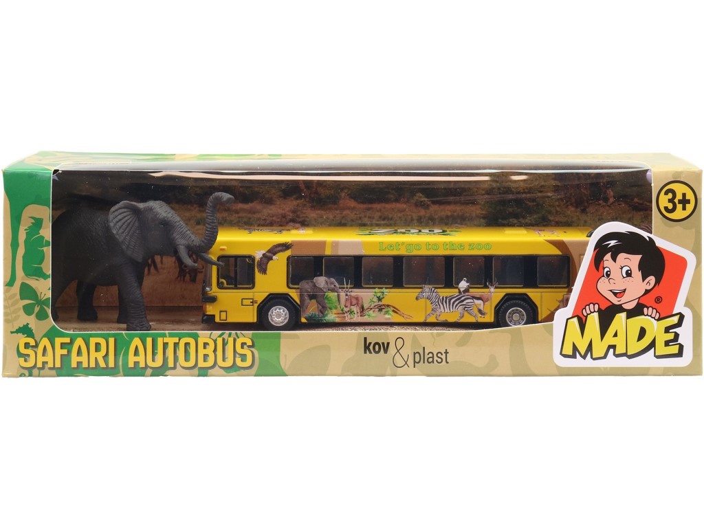 Made Žlutý autobus safari se zvířátkem, 24cm
