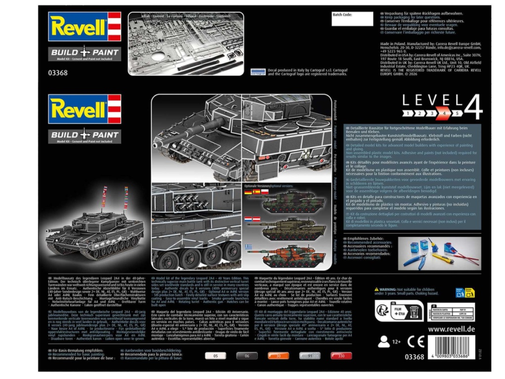 Revell ModelKit tank 03368 - Leopard 2A4 Special Decoration 40th Anniversary (1:35)