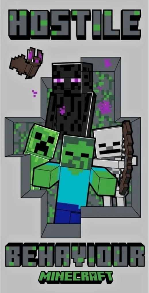 Jerry Fabrics dětská osuška Minecraft Hostile Behaviour, 70x140 cm