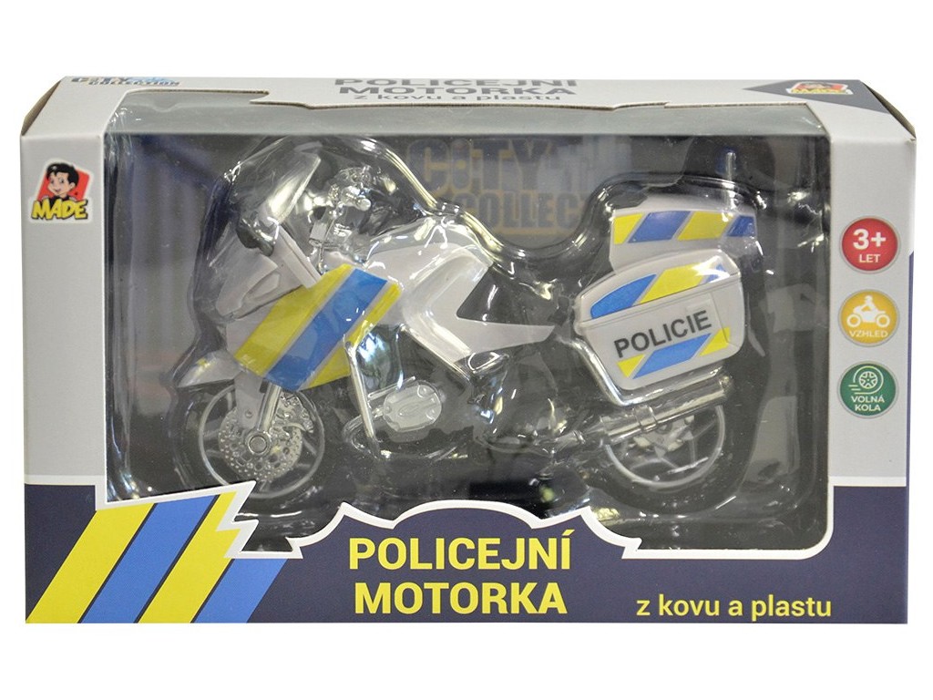 MaDe Policejní Motorka kovová, 18 cm