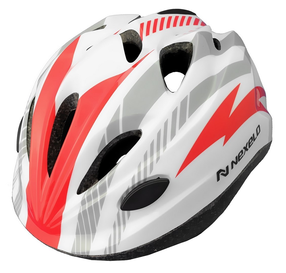 Nexelo Cyklistická dětská helma Funny, bílo-červená vel.S (52-56 cm)