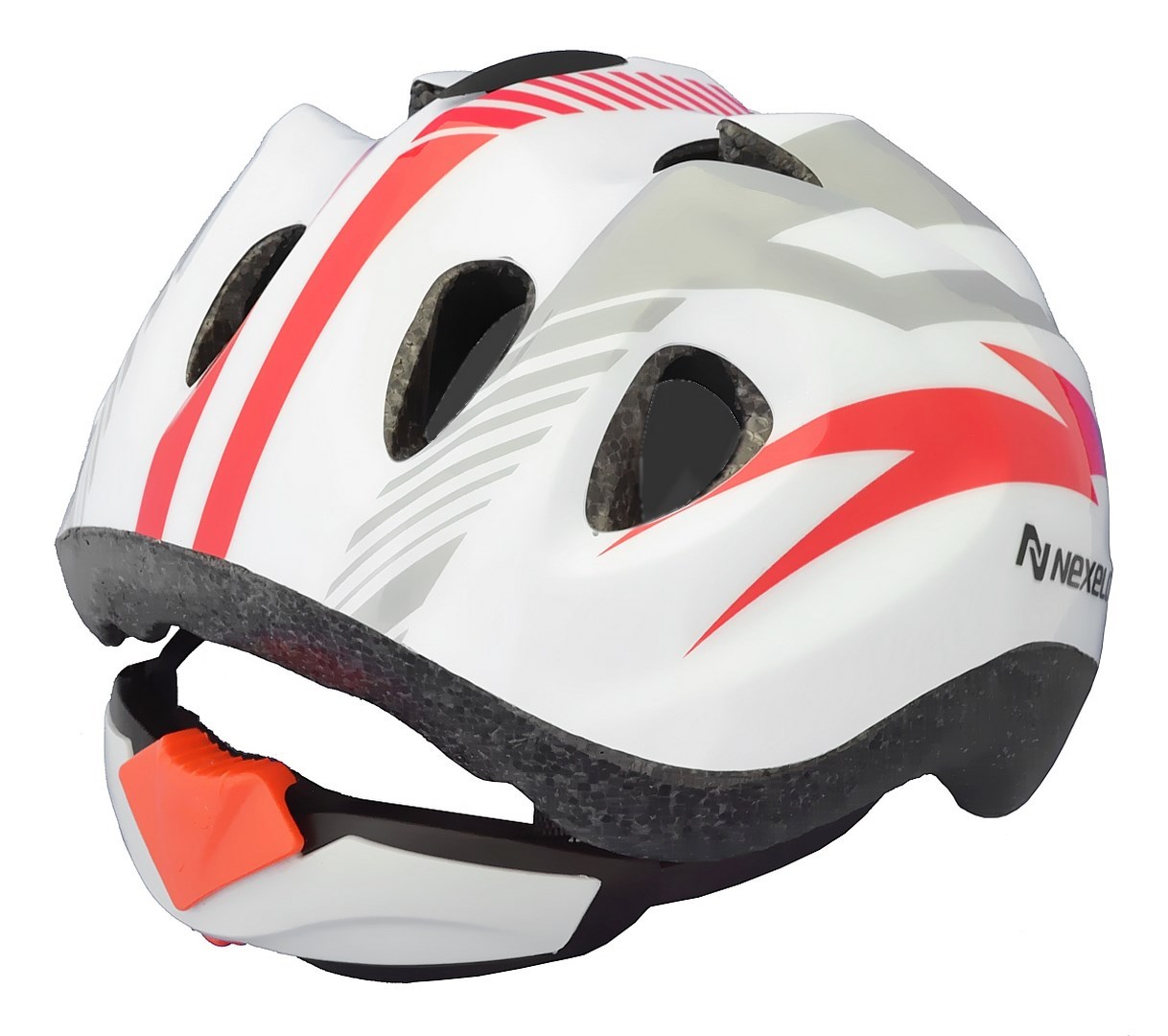Nexelo Cyklistická dětská helma Funny, bílo-červená vel.S (52-56 cm)