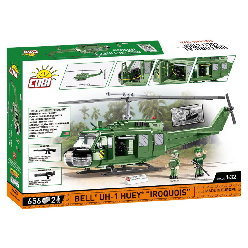 COBI 2423 Vietnam War BELL UH-1 HUEY IROQUOIS, 1:32, 656 kostek