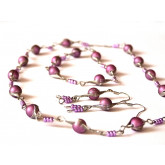 Set náhrdelník, náušnice a náramek světle fialové clarisky